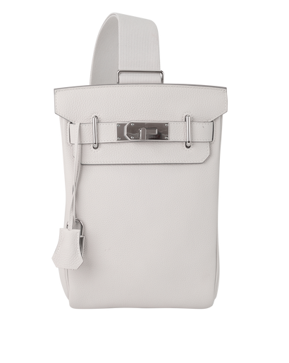 Hac A Dos PM Backpack In Togo Gris Pale, front view